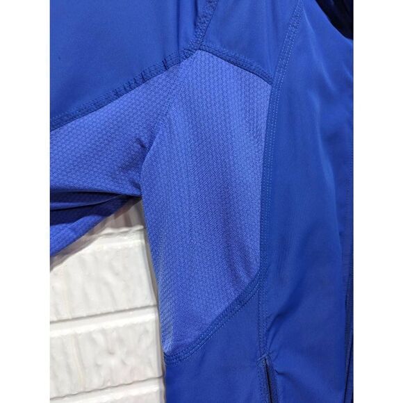 Kyodan Women's Bright Blue Soft Zip Retractable Hood Windbreaker Jacket Large - Picture 7 of 9